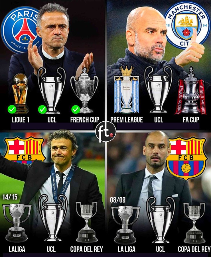 Guardiola và Enrique đã tạo ra những cỗ máy chiến thắng với những danh hiệu đỉnh cao