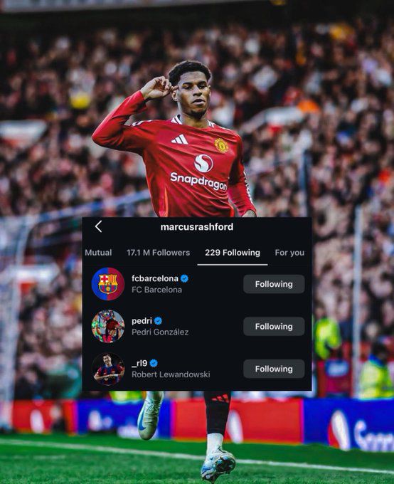 Rashford theo dõi cả tài khoản của Barcelona, Pedri và Lewandowski trên Instagram