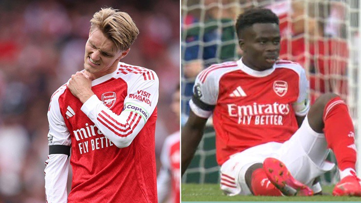 Kết quả kiểm tra ban đầu cho thấy Saka và Odegaard không dính chấn thương dài hạn