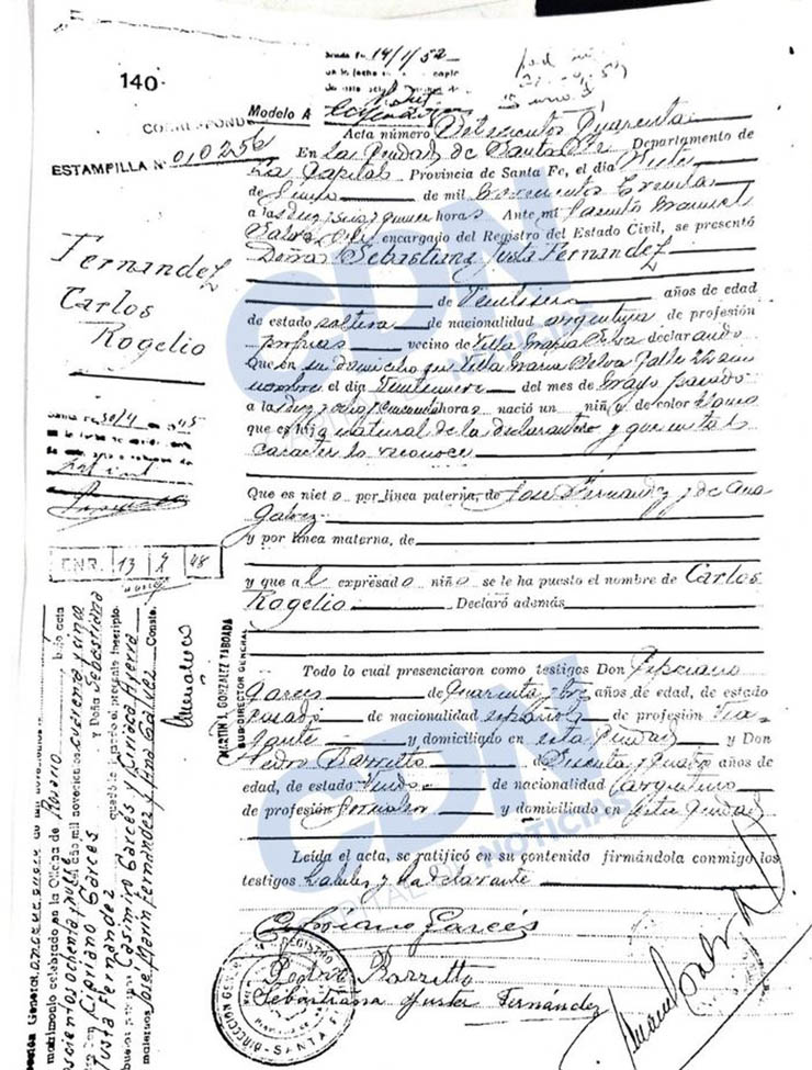Hồ sơ của ông nội cầu thủ&nbsp;Facundo Garces là ông&nbsp;Carlos Rogelio Fernandez sinh ra ở Argentina