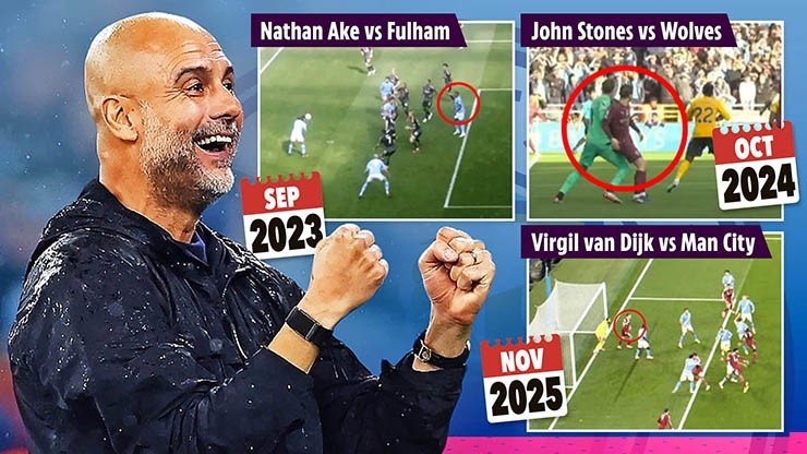 Đội bóng của HLV Pep Guardiola 3 mùa liên tiếp được hưởng lợi từ VAR trong các tình huống có tính chất tương tự