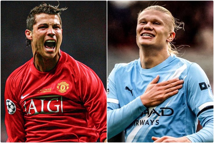 Số bàn thắng của Haaland cho Man City đã vượt qua thành tích của Ronaldo cho Man United