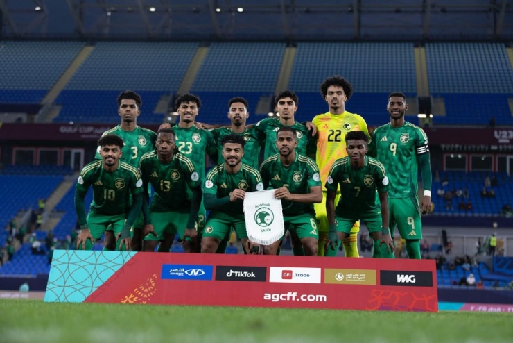 Đội hình U23 Saudi Arabia vô địch giải U23 khu vực vùng Vịnh. (Ảnh: AGCFF). 