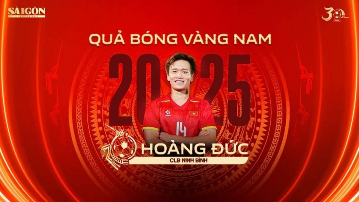 Nguyễn Hoàng Đức giành Quả bóng vàng Việt Nam 2025
