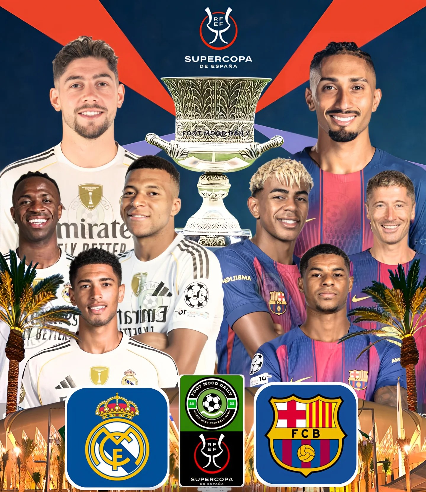 Barcelona và Real Madrid đối đầu trong trận chung kết Siêu cúp Tây Ban Nha 2026